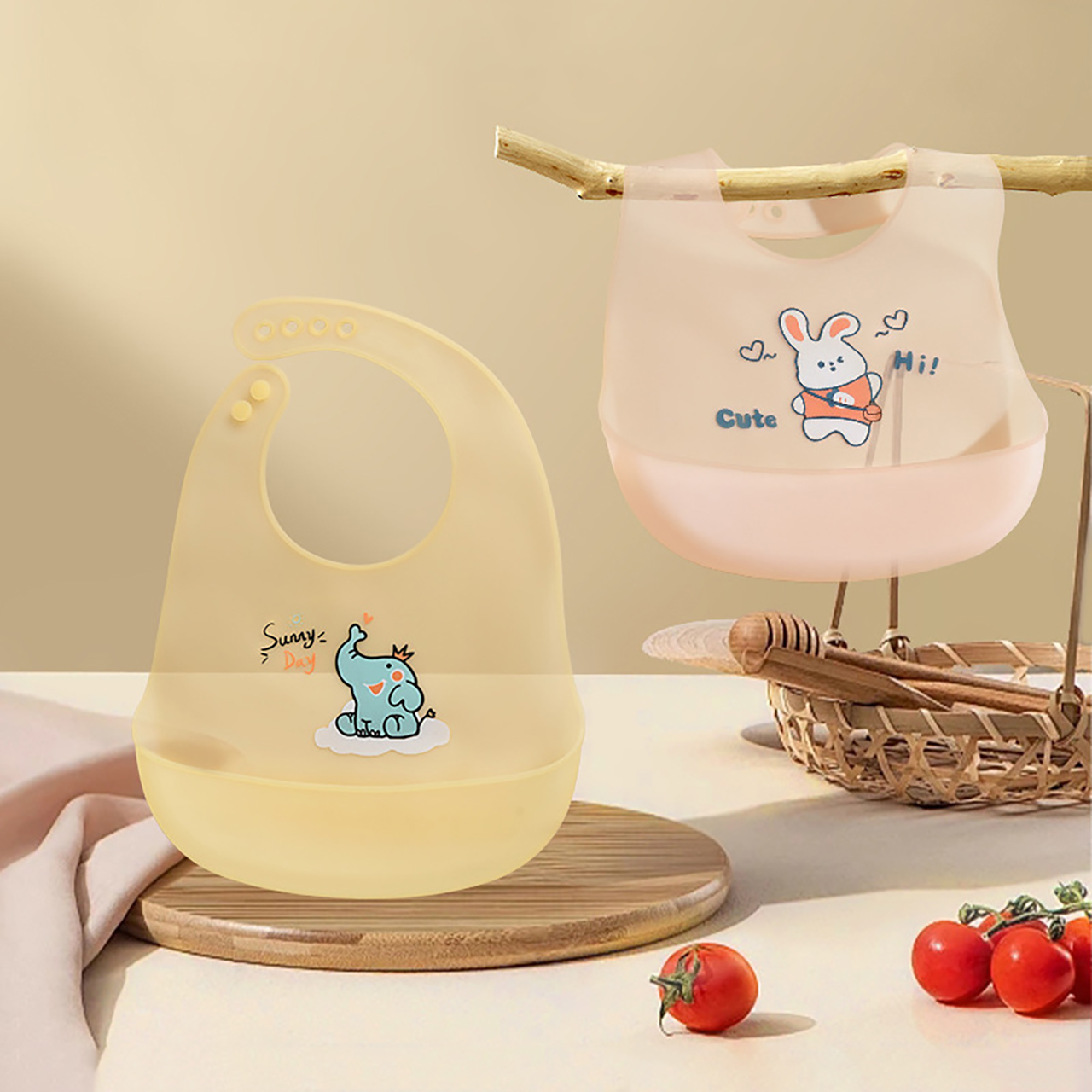 Waterproof Baby Bibs Silicone - Celemek Silikon Bayi 0-1 Tahun, Celemek