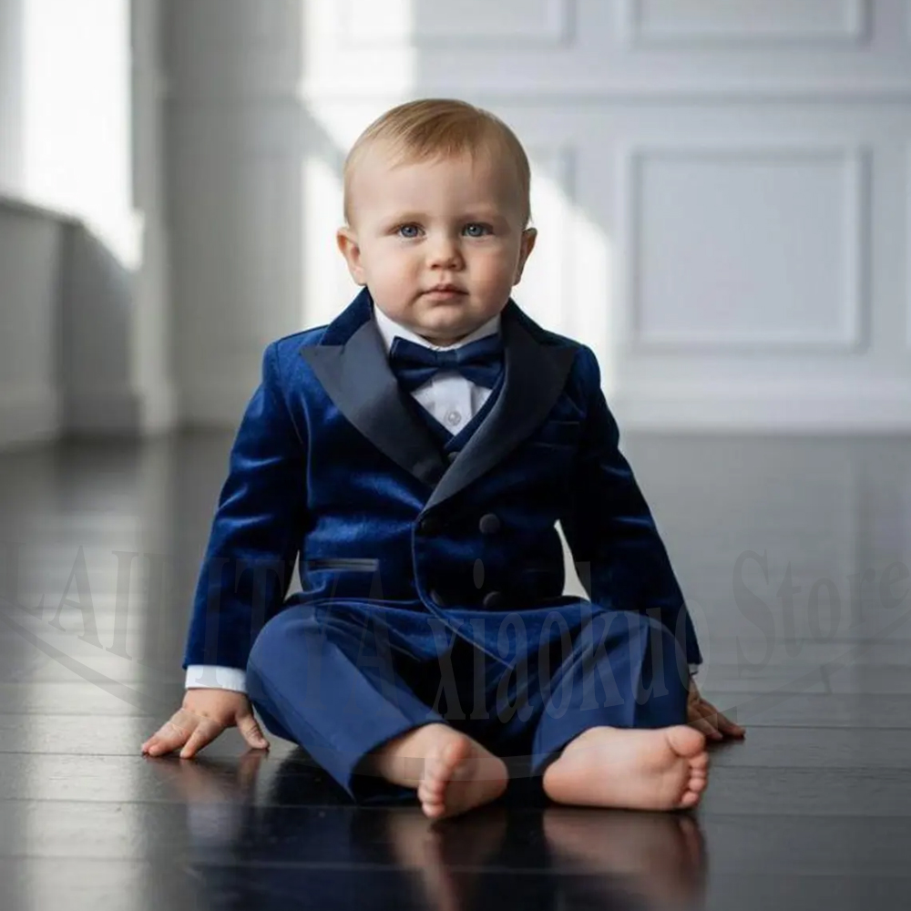 Baby Boy Suit Set Baptism - Setelan Jas Beludru Bayi Laki-laki dengan