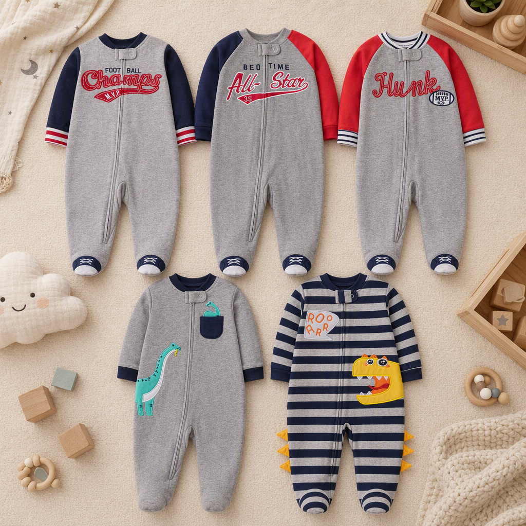 Cotton Baby Onesies Zipper - Romper Bayi Laki-laki Katun Dua Sisi
