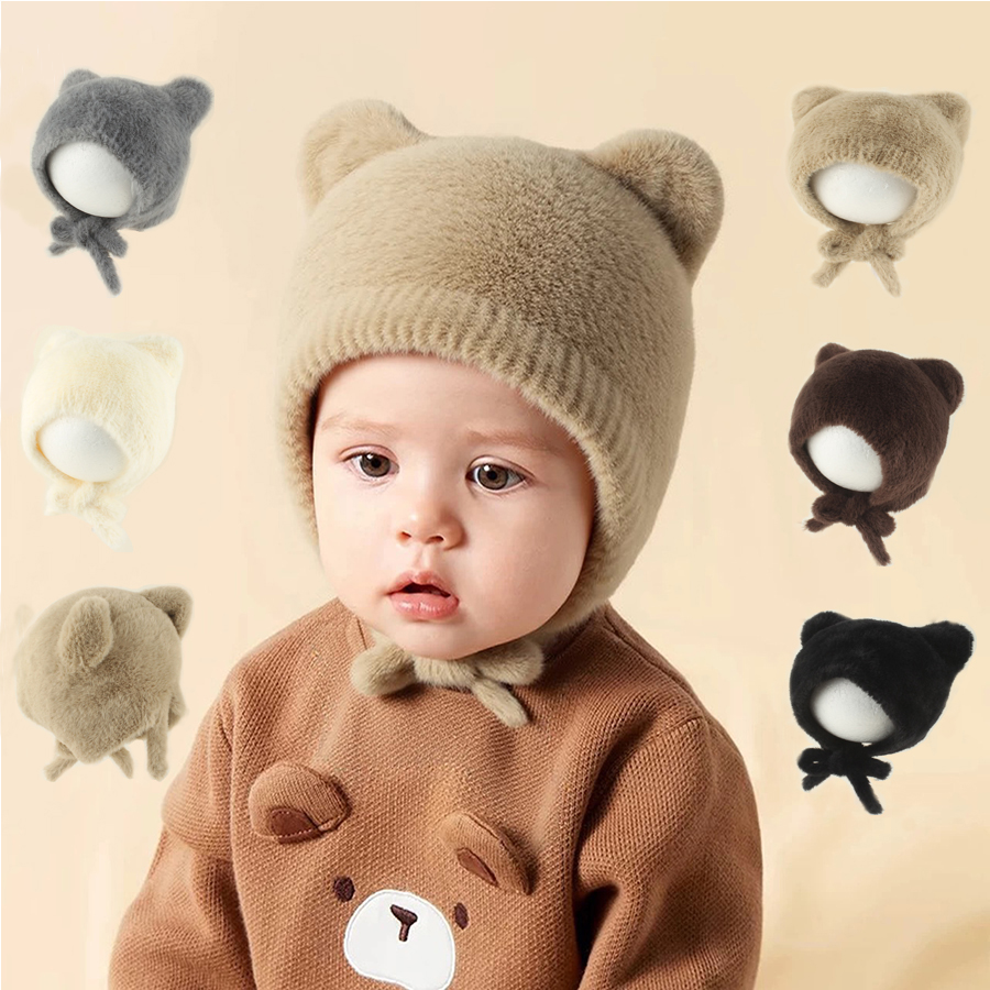 Topi Rajut Bayi Kartun Lucu To - Infant Beanie Hat With Ears ulasan dan harga