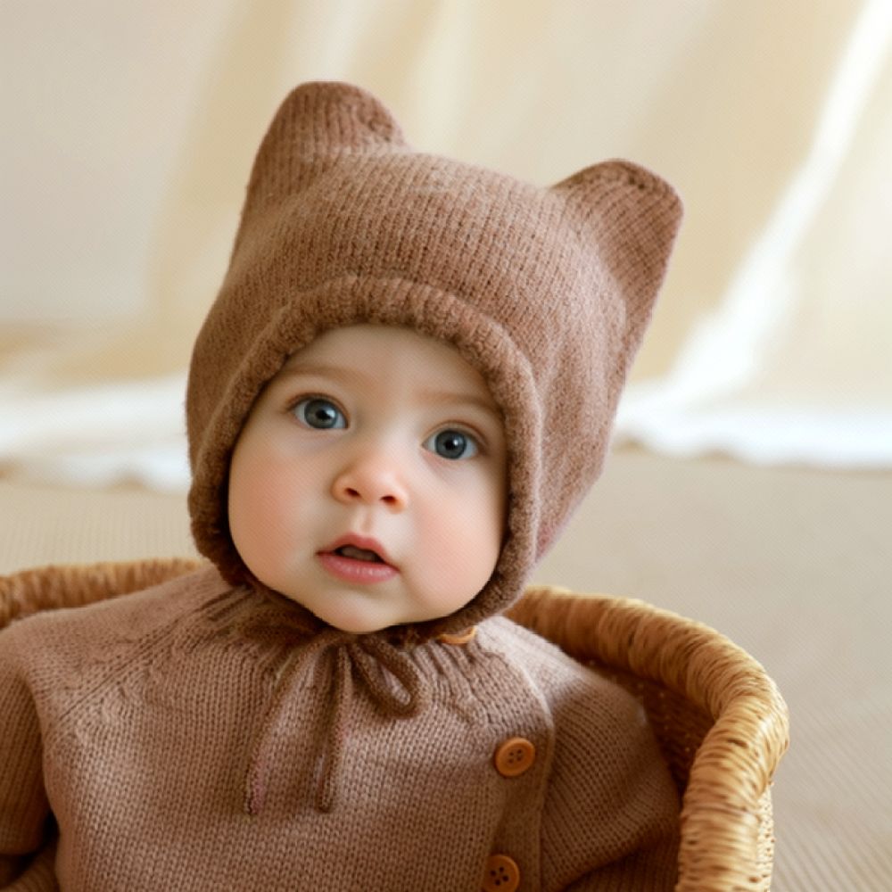 Topi Rajut Bayi untuk Musim Di - Infant Beanie Hat With Ears ulasan dan harga